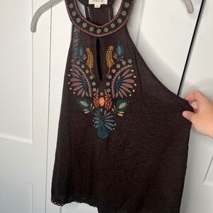 Taylor & Sage Boho Embroidered Halter Tank Women’s Size Small